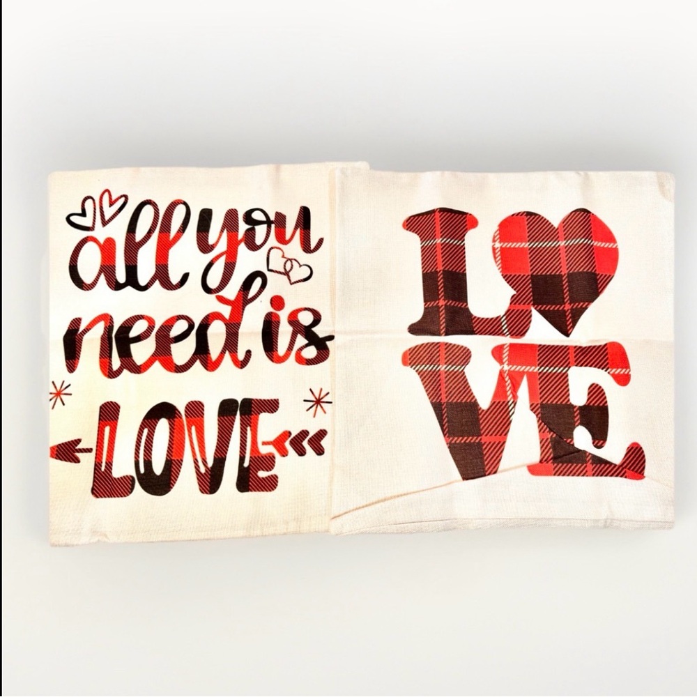 Buffalo Plaid Love Throw Pillow Covers Set of 2 Farmhouse Decor‎